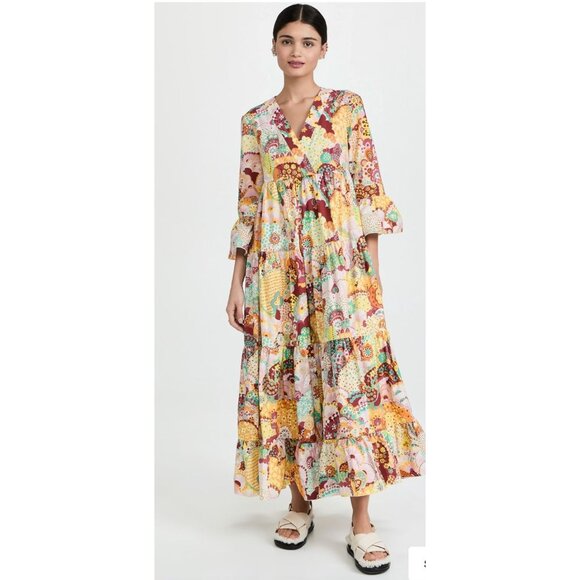 LA Double J Dresses & Skirts - LA DOUBLEJ Jennifer Jane Holi Floral-Print Tiered Poplin Midi Dress